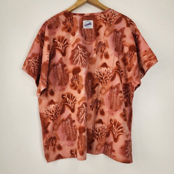 Vtg SCRUBS Coral Reef Print V-Neck Nurse Top Size XL 100% Cotton Medical Uniform - Picture 2 of 9